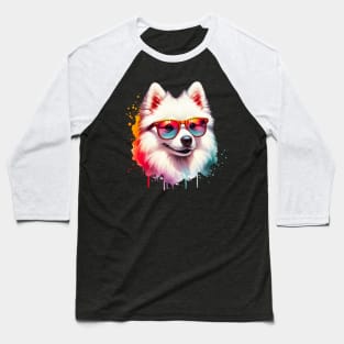 Watercolor American Eskimo Dog Baseball T-Shirt
